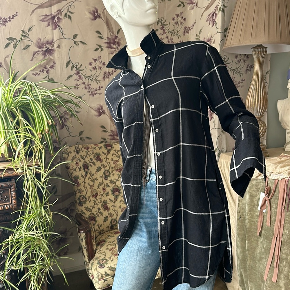Dress shirt or to shirt Button-down Cotton flannel sift cosy Essential tunic